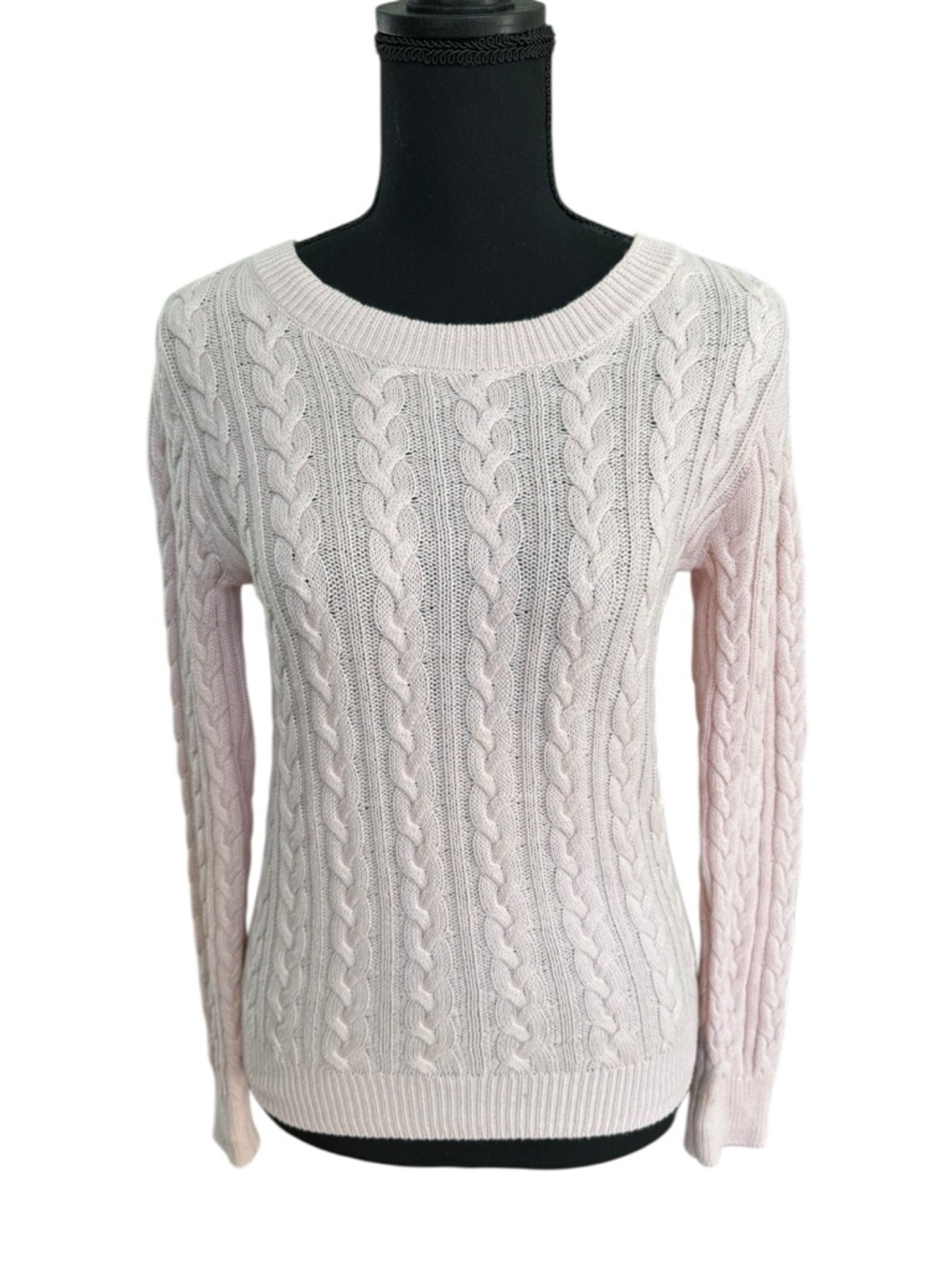 H&M Women's Cable Knit Crew Sweater - Pale Pink